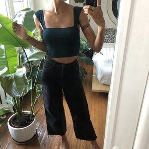 Free People teal cropped tank top